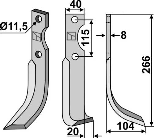 Fräsmesser 266x40mm, rechts